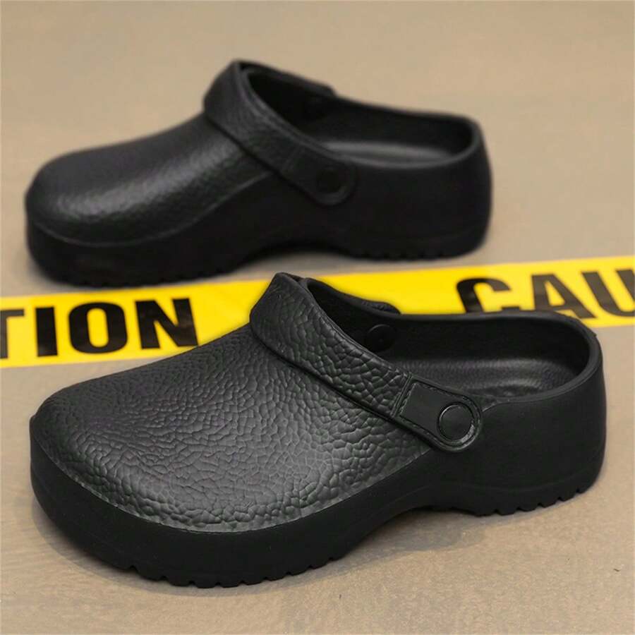 Zapatos de chef antideslizantes, resistentes al aceite, perforados y resistentes al desgaste, tipo sandalias de corte bajo para trabajos de cocina - Negro - Ver 1