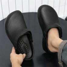 Zapatos de chef antideslizantes, resistentes al aceite, perforados y resistentes al desgaste, tipo sandalias de corte bajo para trabajos de cocina - Negro - Ver 7