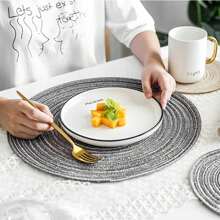 Braided Round Placemats Set Of 6 Dining Table Mats 36cm Diameter Heat Resistant Stain Resistant Non-Slip Washable For Home Restaurant Kitchen Cafe - Dark Grey - View 7