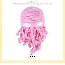 章魚帽手工針織面罩章魚滑雪帽帶鬍子 - 彩色 - 查看 6