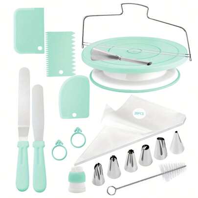 36Pcs Primary Cake Decorating Supplies Set, Comes With Cake Turntable Rack, Baking Tools