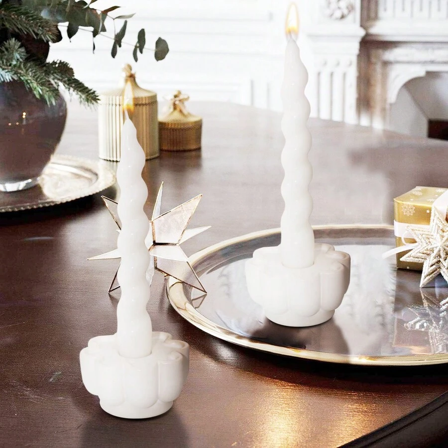 1 件裝飾燭台,白色,陶瓷裝飾,聖誕裝飾,現代家居陶瓷裝飾,桌面裝飾品,現代簡約,斯堪的納維亞風格,派對,活動,節日,生日,派對裝飾,酒店,餐廳,客廳,臥室,婚禮,宴會,花園、廚房裝飾 - 白色 - 查看 1