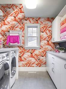 1入組火烈鳥壁畫壁紙,自粘pvc壁紙貼紙,家居裝飾橘皮和黏貼火烈鳥壁紙