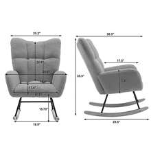 Rocking Chair, Soft Teddy Velvet Fabric Rocking Chair for Nursery, Comfy Wingback Glider Rocker with Safe Solid Wood Base for Living Room Bedroom Balcony (Turmeric) - Màu vàng - Xem 2