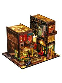 一件手工組裝的 Diy 木製書形房屋模型,送給 Skabro 的理想禮物,臥室客廳裝飾,家居裝飾品,作為聖誕節送給朋友或家人的創意禮物 - 彩色 - 查看 10