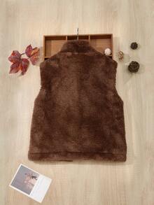 Áo khoác vest nhung cho bé trai, thời trang thu đông - Cà phê nâu - Xem 2