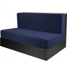 2入組深藍色萬能現代彈性玉米絨坐墊套,適用於房車、露營車、長車凳,全季節適用 - 藏青色 - 查看 1