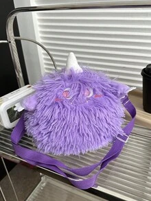 卡通毛绒娃娃可爱女士单肩包，斜挎学生单肩包 - 紫色 - 查看 5