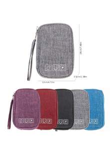 1入防水電纜收納袋,桌面收納袋,旅行配件,多功能充電器數據電纜數碼產品收納袋,電子配件組織袋,帶手柄的電纜收納袋,適用於商務、旅行、學校、學院、辦公室 - 黑色 - 查看 3