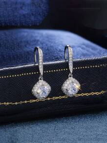 一对优雅的立方氧化锆水滴耳环，适合女性佩戴，是婚礼、订婚、周年纪念、派对、情人节以及母亲节的理想礼物。 - 銀色 - 查看 3