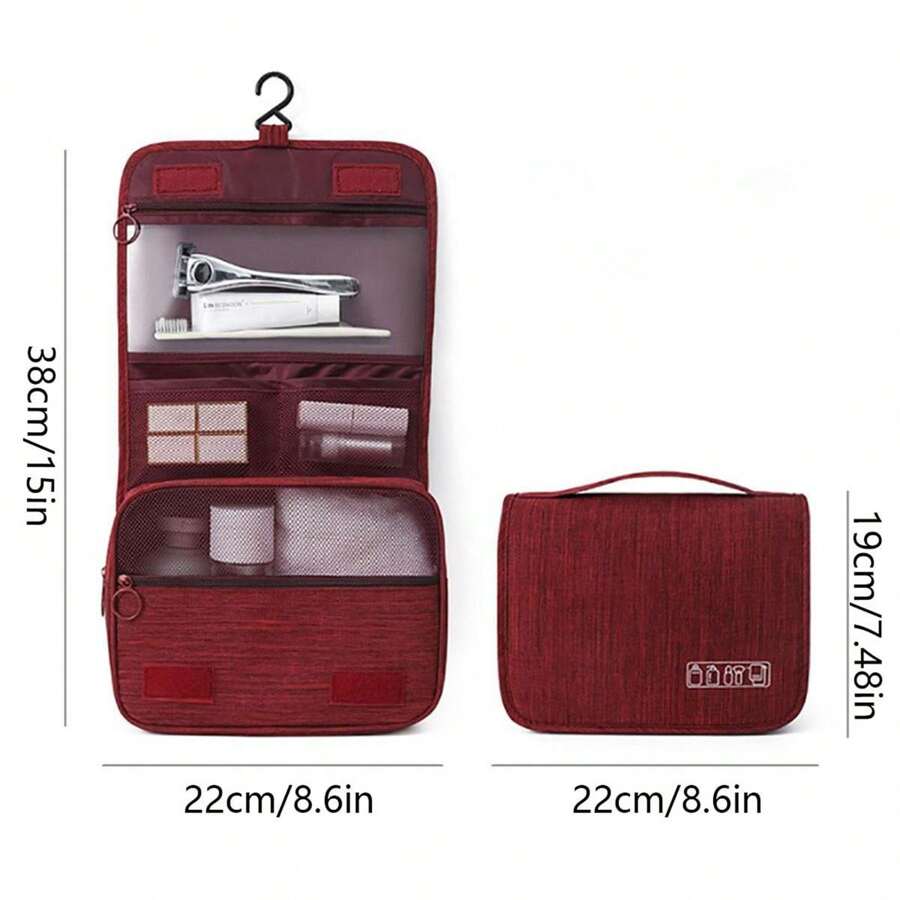 1個掛式旅行化妝包,化妝和浴室收納袋,旅遊必備,化妝品存儲袋,簡約海灘包,零散物品收納袋,浴巾整理袋,海灘用品,度假必備,夏季必備