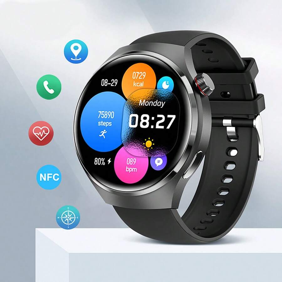 Lige新款hd彩色螢幕智能手錶,男士心率監測,ip68防水,適用於android / Ios智能手錶男性 - 黑色 - 查看 1