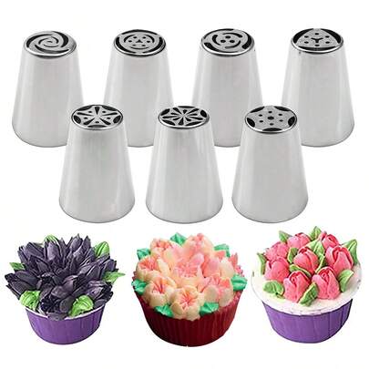 7pcs/set Russian Stainless Steel Pastry Tips Set For Diy Cake Decoration Baking Tools