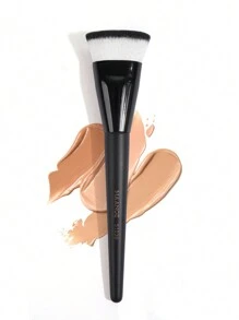 MAANGE 1pc Flat Round Tube Flat Head Foundation Brush With Box, Skin-Friendly Makeup Tool - Black - View 8