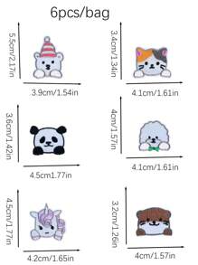 6 miếng vá họa tiết động vật hoạt hình bằng sắt, miếng vá may polyester hiện đại cho gia đình - Đỏ - Xem 2