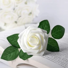 50pcs Artificial Roses With Stem For Diy Bouquets, Corsages, Weddings, Showers, Parties, Festivals, Suitable For Bridal Engagement, Bachelor Party And Anniversaries Decorations - Multicolor - View 3