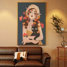 1入現代北歐風格花束女孩客廳、玄關裝飾用垂直掛畫,舒緩風格 - A 無框 - 查看 6
