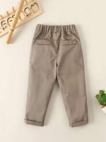 KIMOCAT Young Boy Spring Solid Color Straight Leg Pants - Grey - View 2
