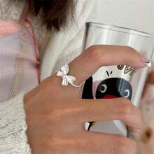 1pc Sweet Bow Knot Open Ring Suitable For Women's Daily Wear Valentines