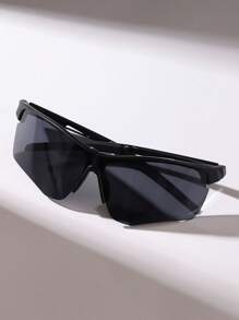 1 件装时尚潮流方形可爱日常男女通用复古眼镜 - 黑色 - 查看 6