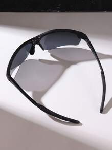 1 件装时尚潮流方形可爱日常男女通用复古眼镜 - 黑色 - 查看 5