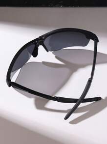 1 件装时尚潮流方形可爱日常男女通用复古眼镜 - 黑色 - 查看 4