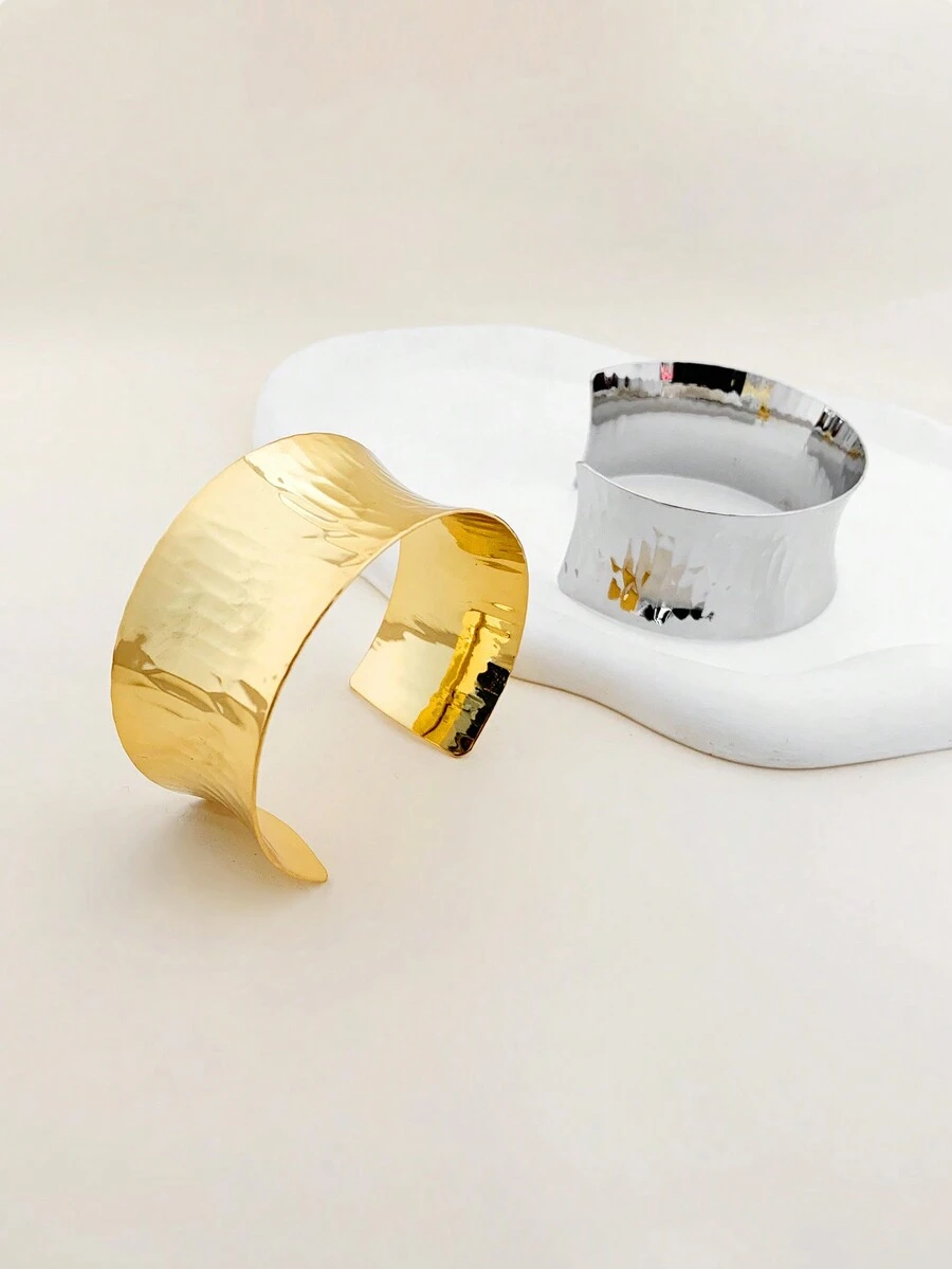 1只歐美極簡主義幾何圖案手鐲,適用於男性或女性參加派對、聚會或度假 - 金黃色 - 查看 1