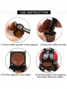 2pcs + Spoon Brush Coffee Capsule Filter Mesh, Suitable For Homemade Coffee - Brown - View 7