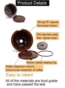 2pcs + Spoon Brush Coffee Capsule Filter Mesh, Suitable For Homemade Coffee - Brown - View 6