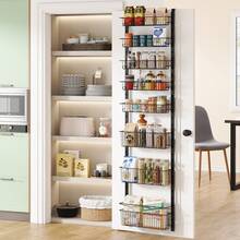 1Easylife Over the Door Pantry Organizer, 8-Tier Pantry Door Organizer with Adjustable Baskets, Black Pantry Door Organization and Storage with Metal Frame, Space Saving Spice Rack for Kitchen Pantry - Black - View 4