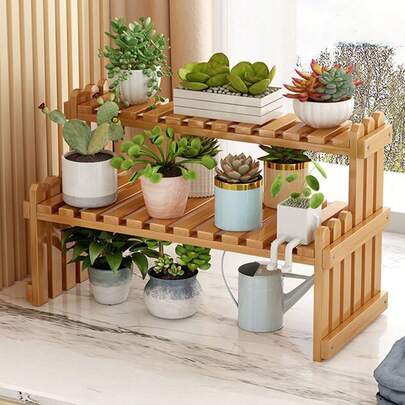 1pc Single/double Layer Window Sill Succulent Flower Plant Stand, Floor Standing Indoor Shelf, Multilayer Tabletop Ornament Storage Rack For Office Or Home Decor