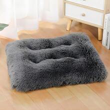 1 Pc Extra Large Dog Bed Washable, Plush Calming Dog Crate Beds For Large Breed, Fluffy Dogs Sleeping Mat, Anti-Slip Pet Kennel Pad - Dark Grey - View 1