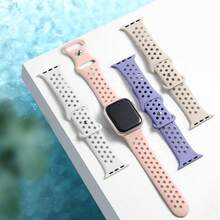 4入組適用於女士和男士的apple手錶錶帶40mm 38mm 41mm 44mm 45mm 49mm 42mm,適用於se、ultra系列9 8 7 6 5 4 3 2 1,耐用、時尚、柔軟、透氣的硅膠運動錶帶 - 多色 - 查看 2