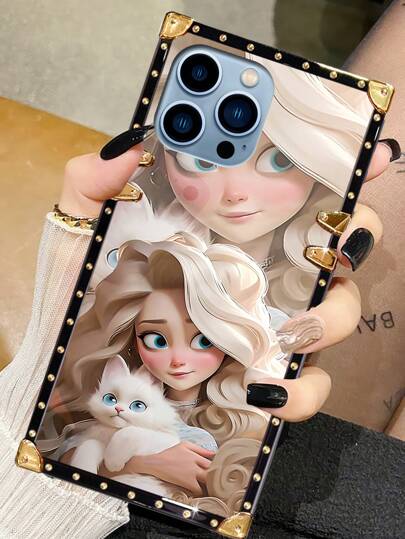 1pc White Cartoon Character Pattern Rectangle Anti-Drop Fashionable Phone Case Compatible With Iphone 7P/8Plus/16/16PLUS/16PRO/16PROMAX/XR/XSMAX/11/11Pro/11ProMax/12/12Pro/12ProMax/13/13Pro/13ProMax/14/14Pro/14Plus/14ProMax/15/15Pro/15Plus/15ProMax Galaxy Z Flip3/Z Flip4 /S24FE/S23 FE. The Color Will Display Differently Under Different Lighting Conditions, And There Is A Protective Film On The Pattern That Needs To Be Removed Before Use.