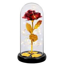 1 件,情人節裝飾 Pvc 封面金葉玫瑰花,女士玫瑰花禮物,為她點亮玻璃圓頂玫瑰,為女性妻子生日玻璃圓頂永遠鮮花 - 紅色 - 查看 2