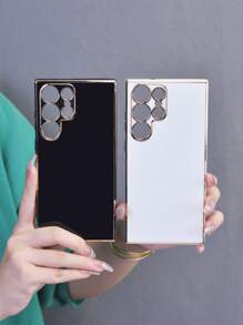 1個 メッキ加工されたスマホケース、隠しグリップスタンド、ショック吸収超薄型保護カバー、カメラレンズ付き、フル保護ソフトシリコンケース、Galaxy A14/S23 Ultra/A54/A12/A23 5g/A33 5g/S10+/S21/S23/A34シリーズ対応(複数の色展開)