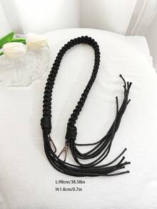 手工編織草繩包帶 - 黑色 - 查看 4