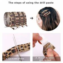 1pc Self-Adhesive Diamond Crystal Rhinestone Ribbon Sticker, Suitable For Craft Jewelry Tape Rolls, With 2mm Rhinestones, Can Be Used For DIY Car Phone Decoration (Leopard Print) - Leopard print - View 5