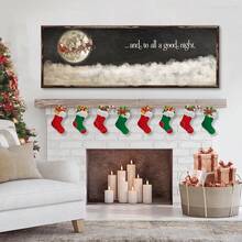 1 Miếng Giáng sinh Đăng trang trí , Và Đến Tất cả A Đêm , Ông già noel Và Xe trượt tuyết , Retro Nhà nông Trang trí , Ông già noel Và Tuần lộc , Lớn tranh sơn dầu Treo tranh , Không có khung - Nhiều màu - Xem 6