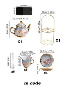 European Style Ceramic Coffee Cup & Saucer Set, Afternoon Tea Set, Electroplated Coffee Set - Multicolor - View 3