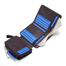 新款防磁RFID男士復古錢包，多功能高容量三折拉鍊卡套，適用於學生和年輕人，時尚款式具有多個卡槽和口袋，適用於男孩 - 摩卡棕 - 查看 7