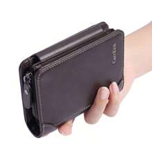 新款防磁RFID男士復古錢包，多功能高容量三折拉鍊卡套，適用於學生和年輕人，時尚款式具有多個卡槽和口袋，適用於男孩 - 摩卡棕 - 查看 2