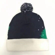 1頂男女皆可配戴的毛線帽,配有氣球裝飾和聖誕圖案,適用於聖誕節和日常使用 - 彩色 - 查看 4