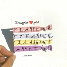 3入組體操彈性髮帶，帶結束設計，彈性頭帶，不傷髮辮束