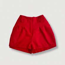 Short Feminino Social Alfaiataria Elegante Pluz Size Midsize - Vermelho - Visão 2