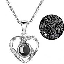 1 Stück Projektions-Halskette "Ich liebe dich in 100 Sprachen" Anhänger Schmuck für Liebhaber, Freundin, Paar, romantische, süße Accessoires, Muttertag, Valentinstag Geschenk (ohne Geschenkbox), Mama, Mutter, Muttertag, Geschenk