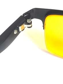 1片半框男士時尚眼鏡,配夜視黃鏡片和高清方形護目鏡片 - 黃色 - 查看 8