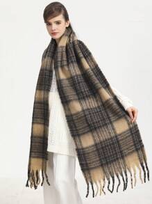 1條中性純色圍巾,簡單針織冬季圍巾,厚實經典,彩虹圍巾選擇 - 駝色 - 查看 4