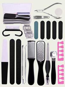 23pcs Manicure & Pedicure Tools Set, Includes Foot File, Callus Remover, Nail Care Accessories - Multicolor - View 1