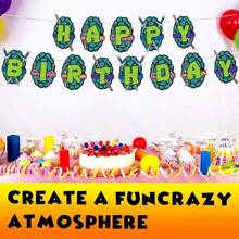 Turtle happy birthday banner turtle shell shape paper banner backdrop for Teenage Mutant turtle theme birthday party decoration baby shower decoration